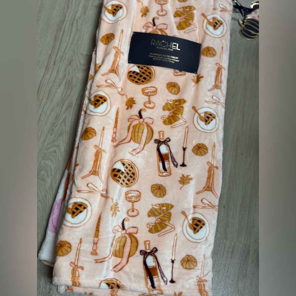 Rachel Cream and Orange Patterned Throw Blanket
